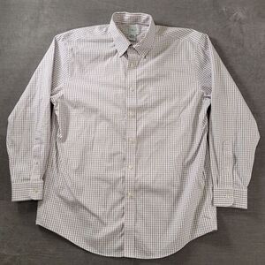 LL Bean Vintage Slightly Fitted Button Up Pink Blue Checked Mens Shirt 16.5‎ 33